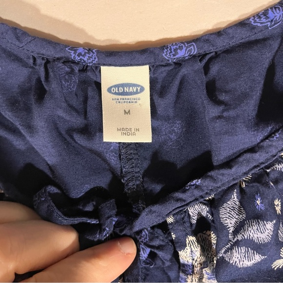 Old Navy Navy Blue Floral Maxi Dress Boho Festival Medium - Picture 13 of 14